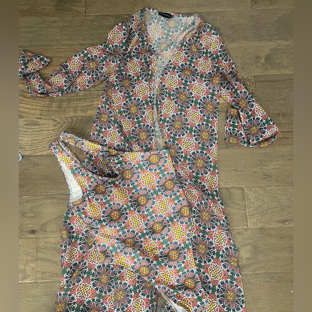 PLT pretty little thing 4 s swimsuit cover up pink blue yellow